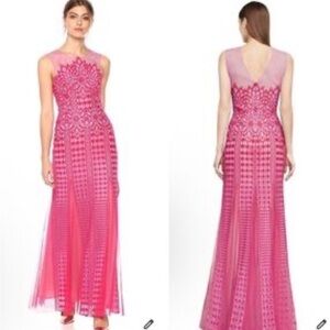 Elegant Pink Lace Evening Gown